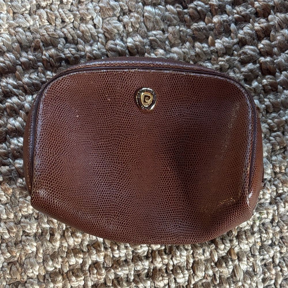 Vintage Pierre Cardin Brown Textured Bag with Gold Detail